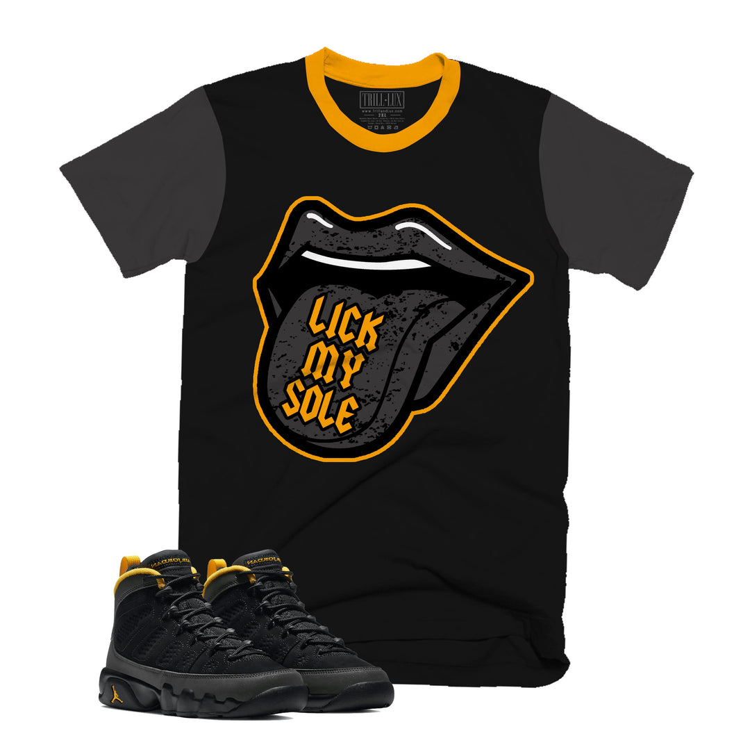 Lick My Sole Tee | Retro Air Jordan 9 University Gold T-shirt |