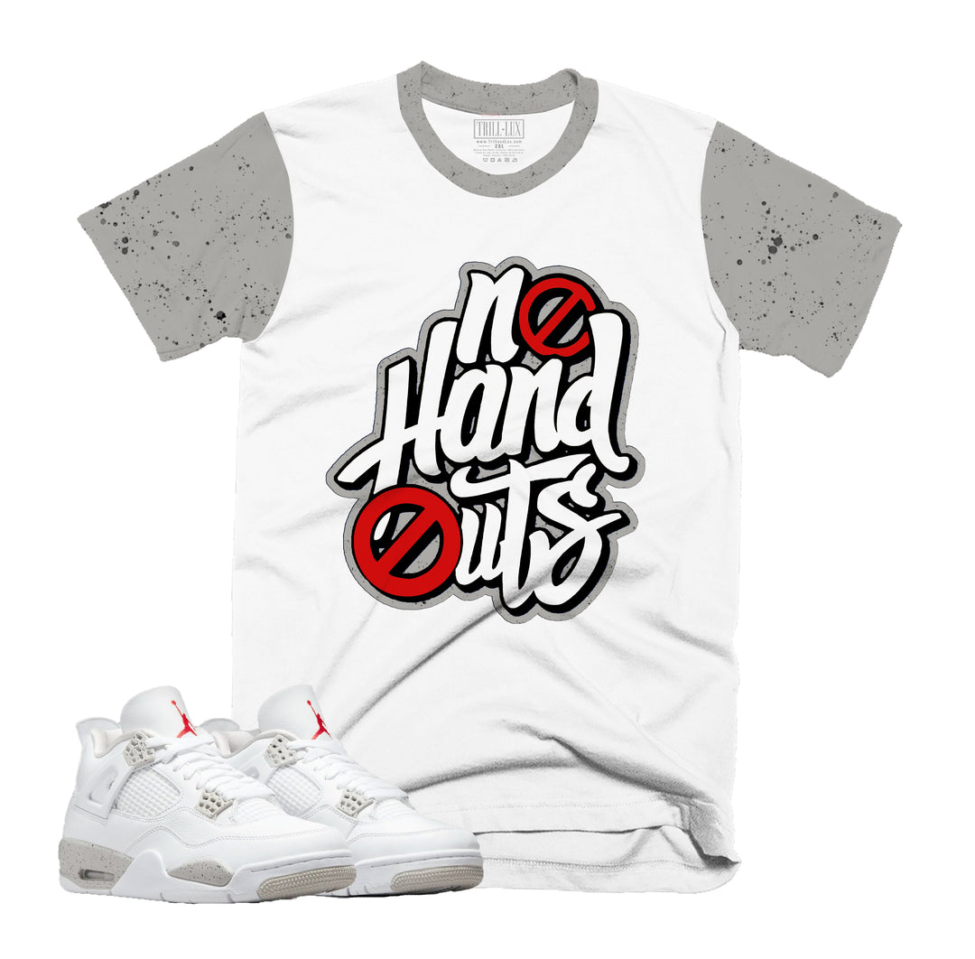 No Hand Outs | Retro Air Jordan 4 Tech White Oreo T-shirt |
