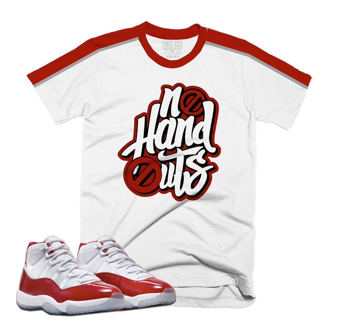 No Hand Outs Tee | Retro Air Jordan 11 Cherry Red T-shirt