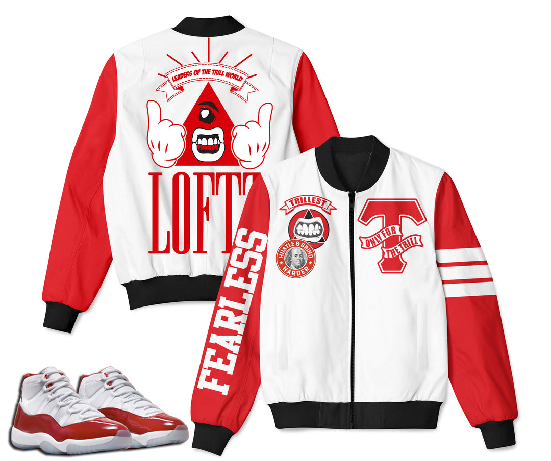 Only For The Trill |  Retro Air Jordan 11 Cherry Red Inspired Bomber Jacket