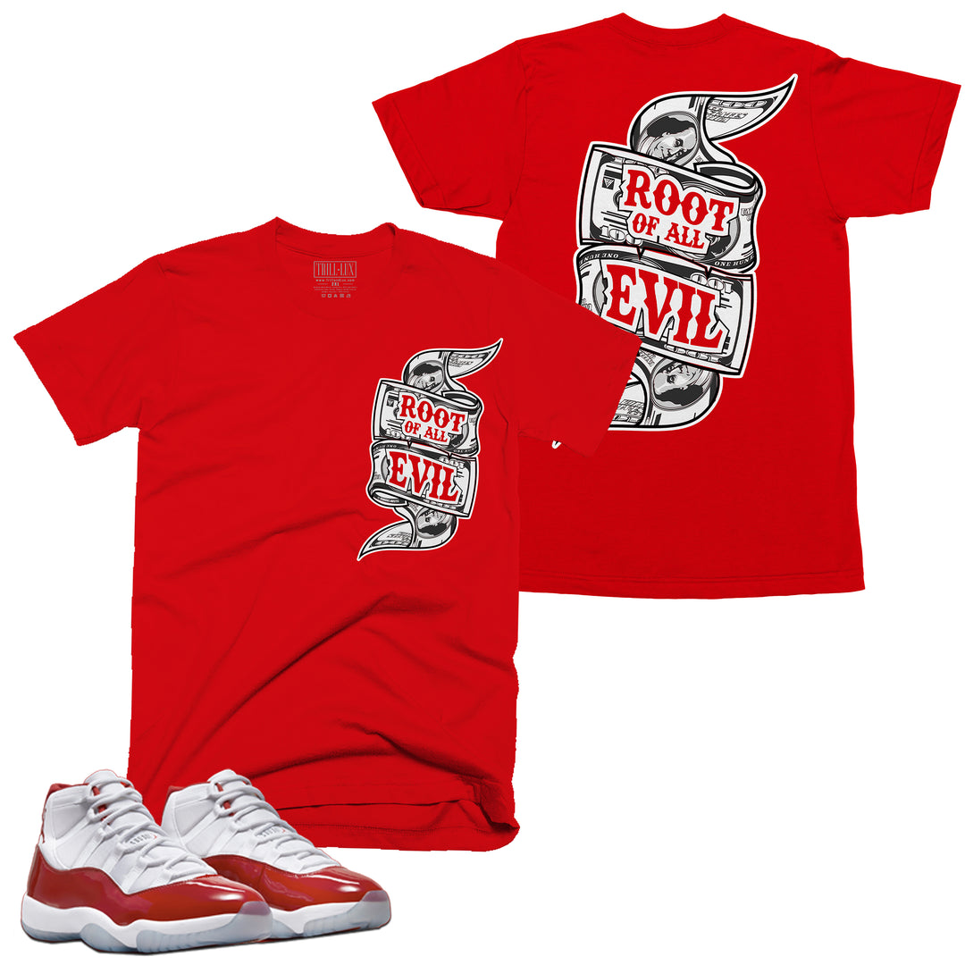Root of Evil Tee | Retro Air Jordan 11 Cherry Red T-shirt