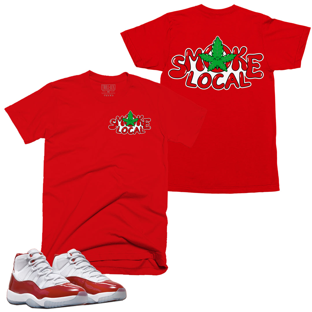 Smoke Local Tee | Retro Air Jordan 11 Cherry Red T-shirt