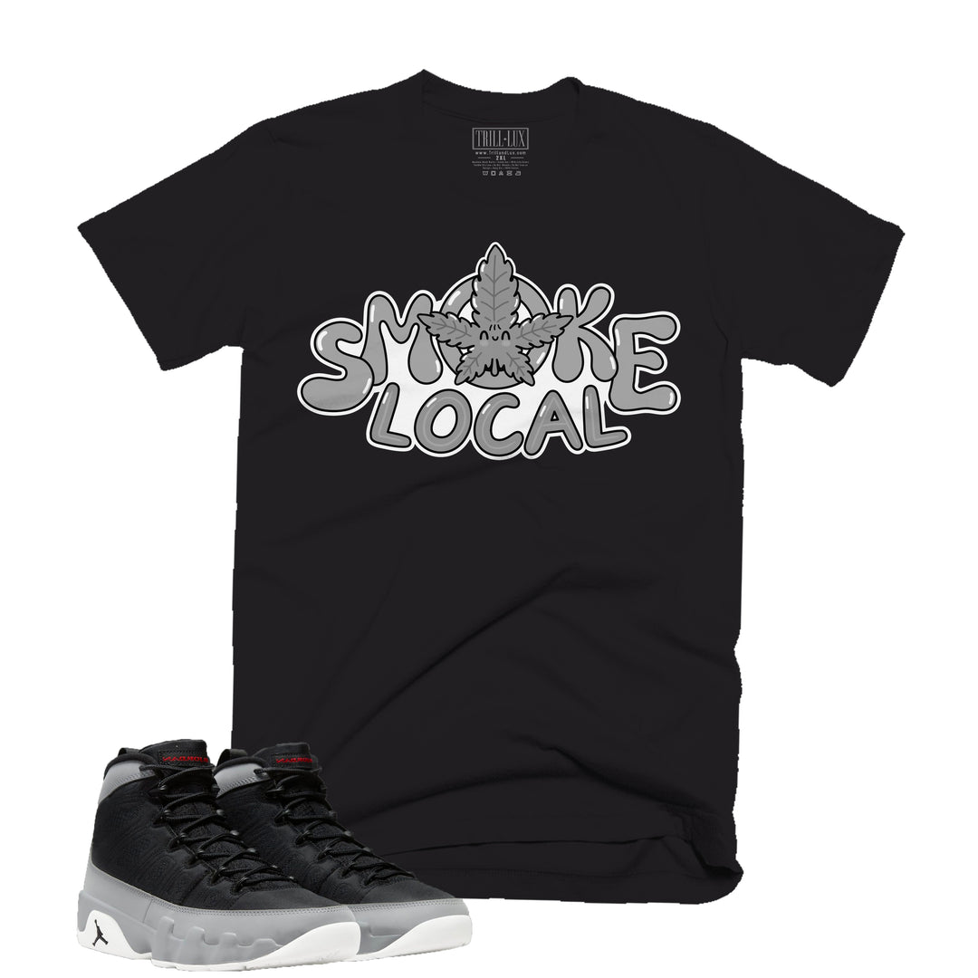 Smoke Local Tee | Retro Air Jordan 9 Black and Particle Grey T-shirt