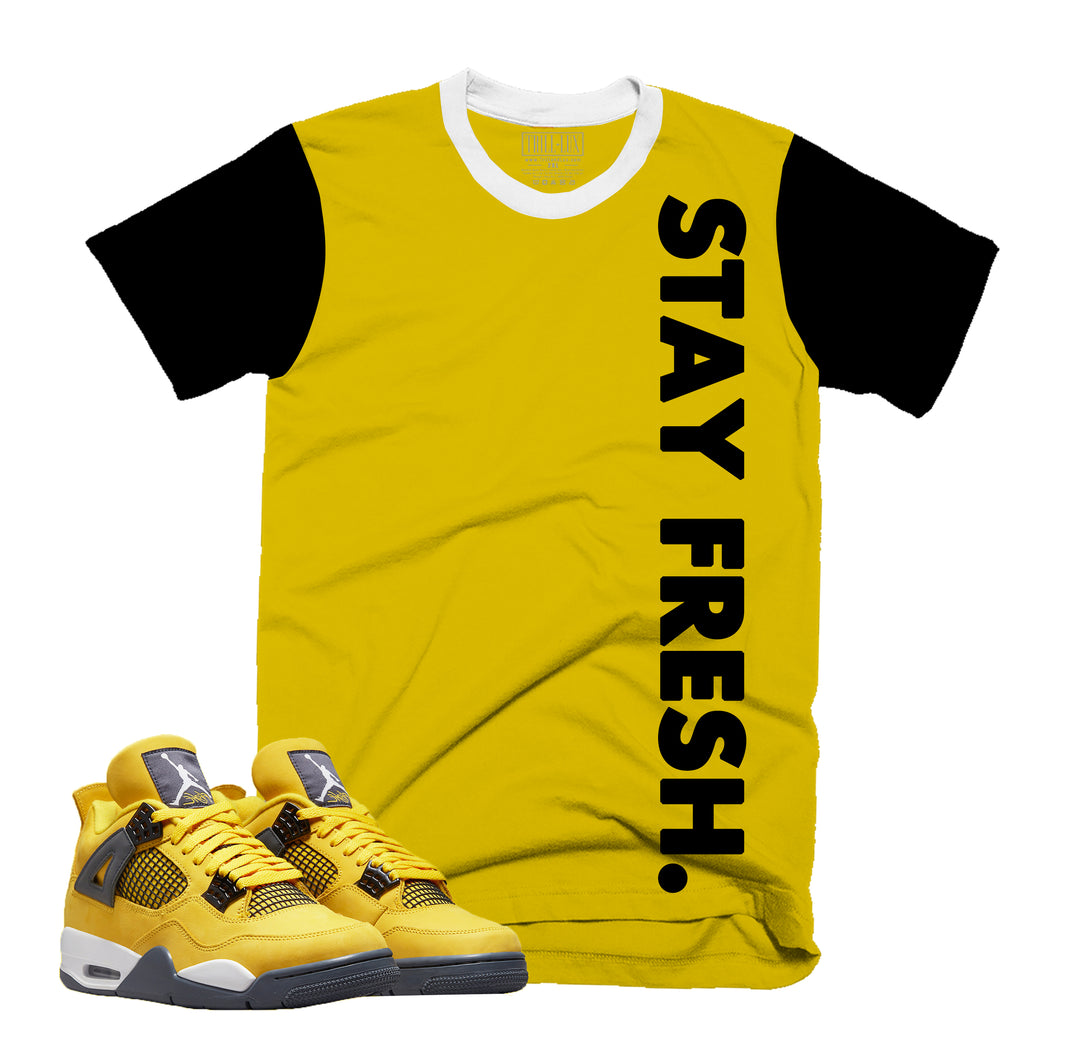 Stay Fresh | Retro Air Jordan 4 Tour Yellow Lightning T-shirt |