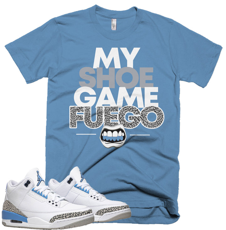 Trill & Lux  I Shoe Game Fuego Tee | Retro Jordan 3 UNC Colorblock T-shirt