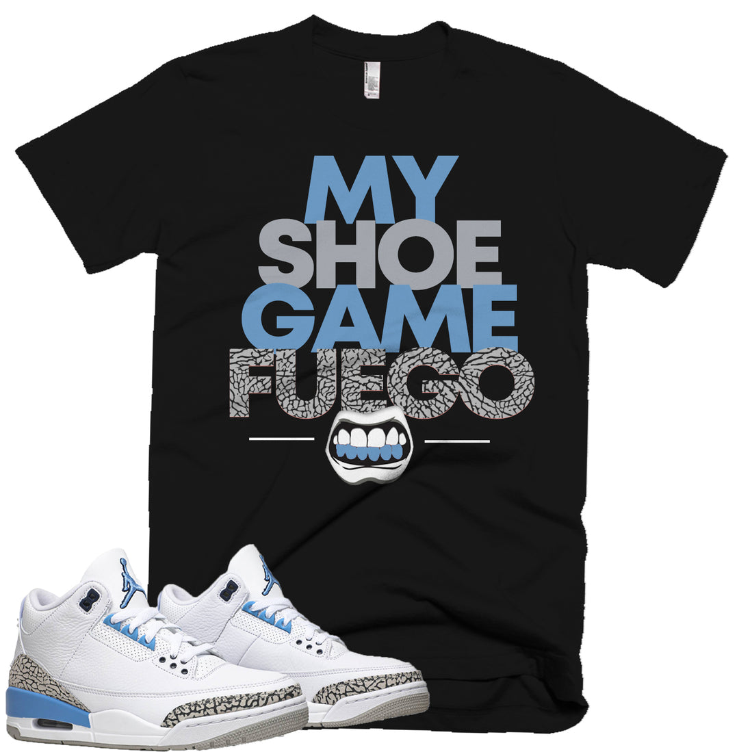 Trill & Lux  I Shoe Game Fuego Tee | Retro Jordan 3 UNC Colorblock T-shirt