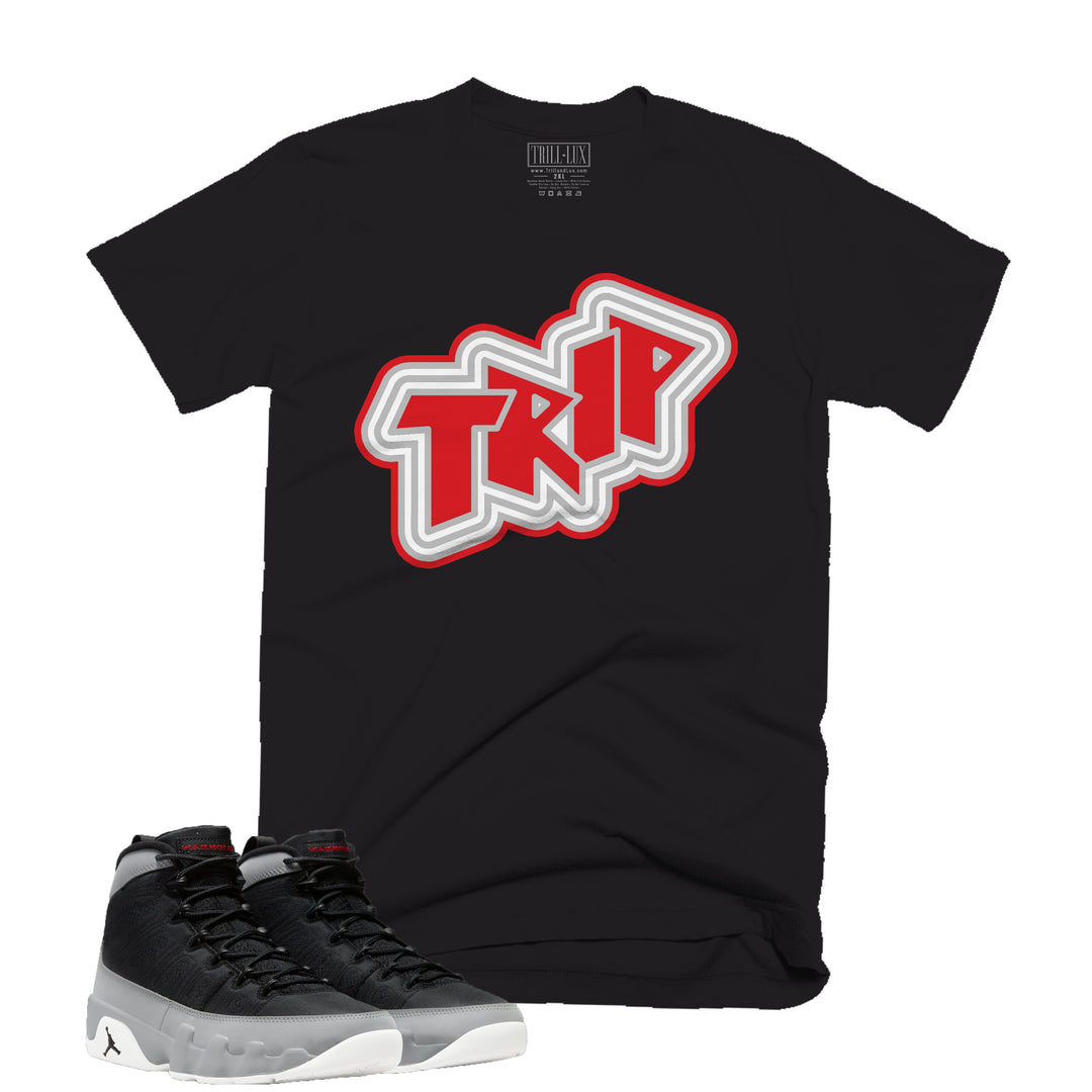 Trip Tee | Retro Air Jordan 9 Black and Particle Grey T-shirt
