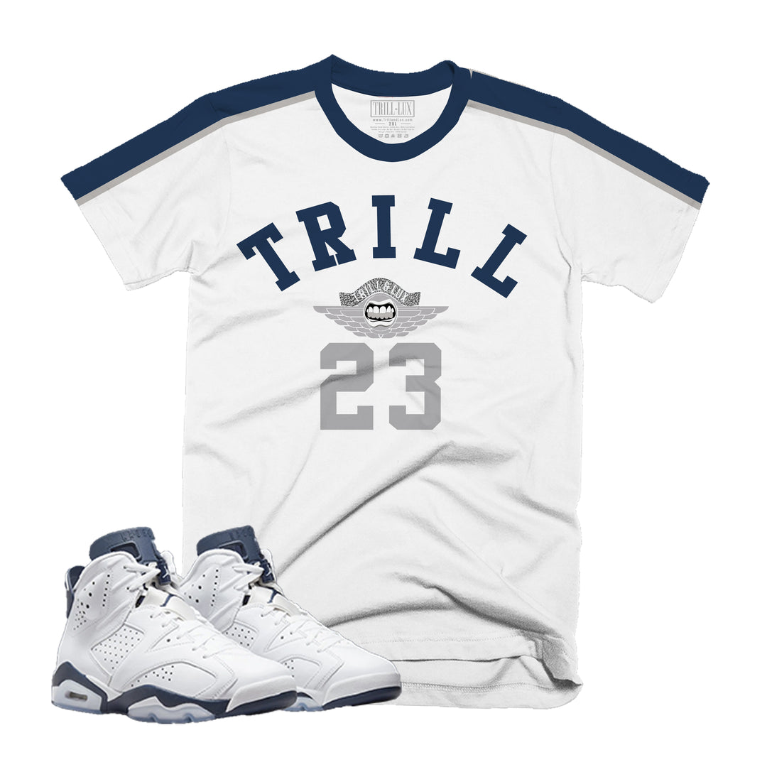 Trill 23 | Retro Air Jordan 6 Midnight Navy Colorblock T-shirt