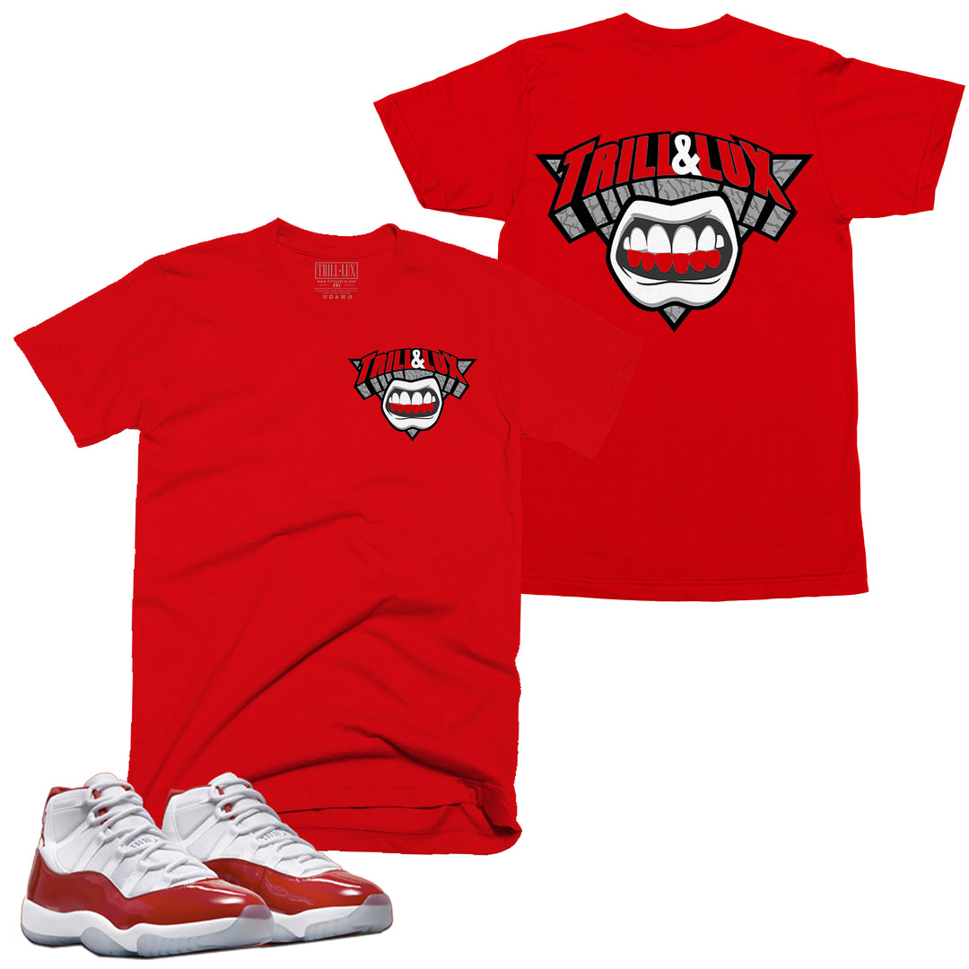 Trill Logo Tee | Retro Air Jordan 11 Cherry Red T-shirt