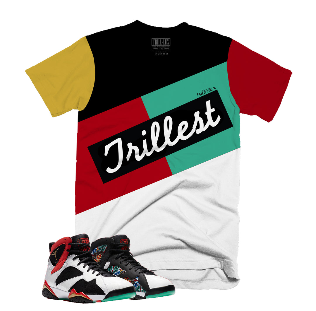 TRILLEST Tee | Retro Air Jordan 7 Chile Red Colorblock T-shirt