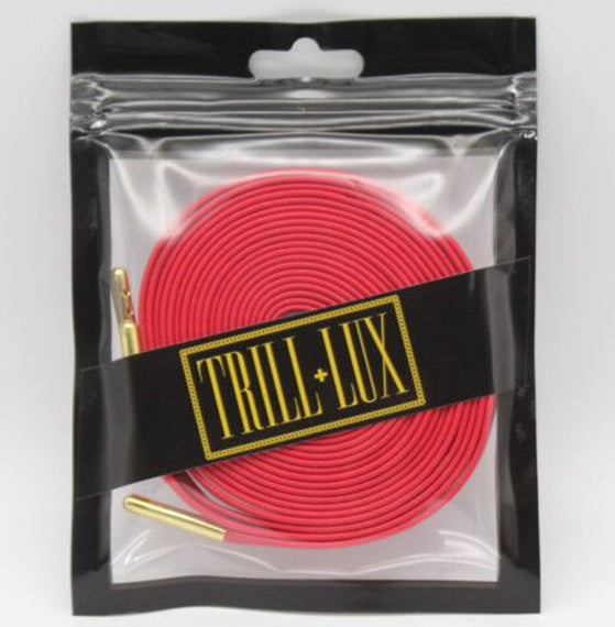 Luxury Red Leather Shoelaces with Gold Tips