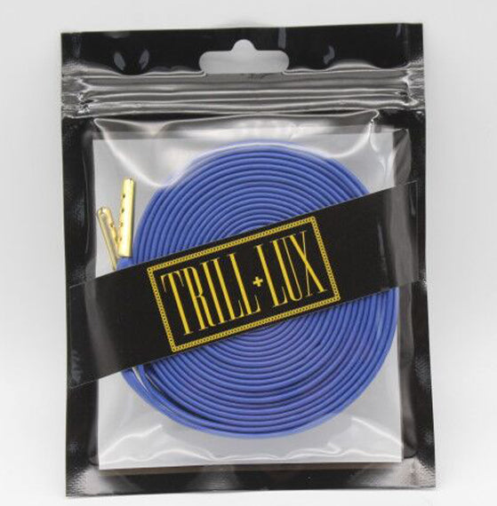 Luxury Royal Blue Leather Shoelaces with Gold Tips