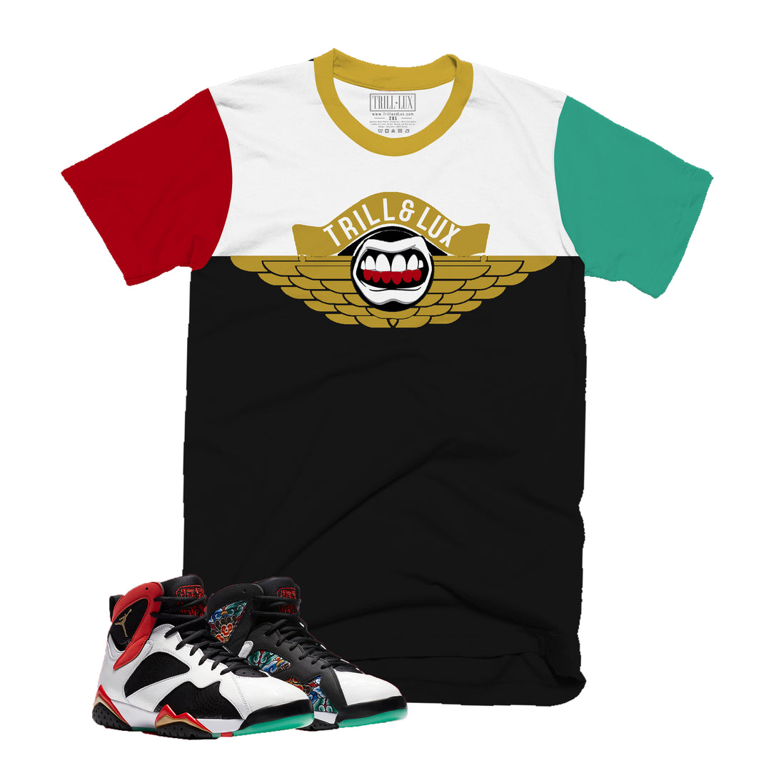 Wingz | Retro Air Jordan 7 Chile Red Colorblock T-shirt