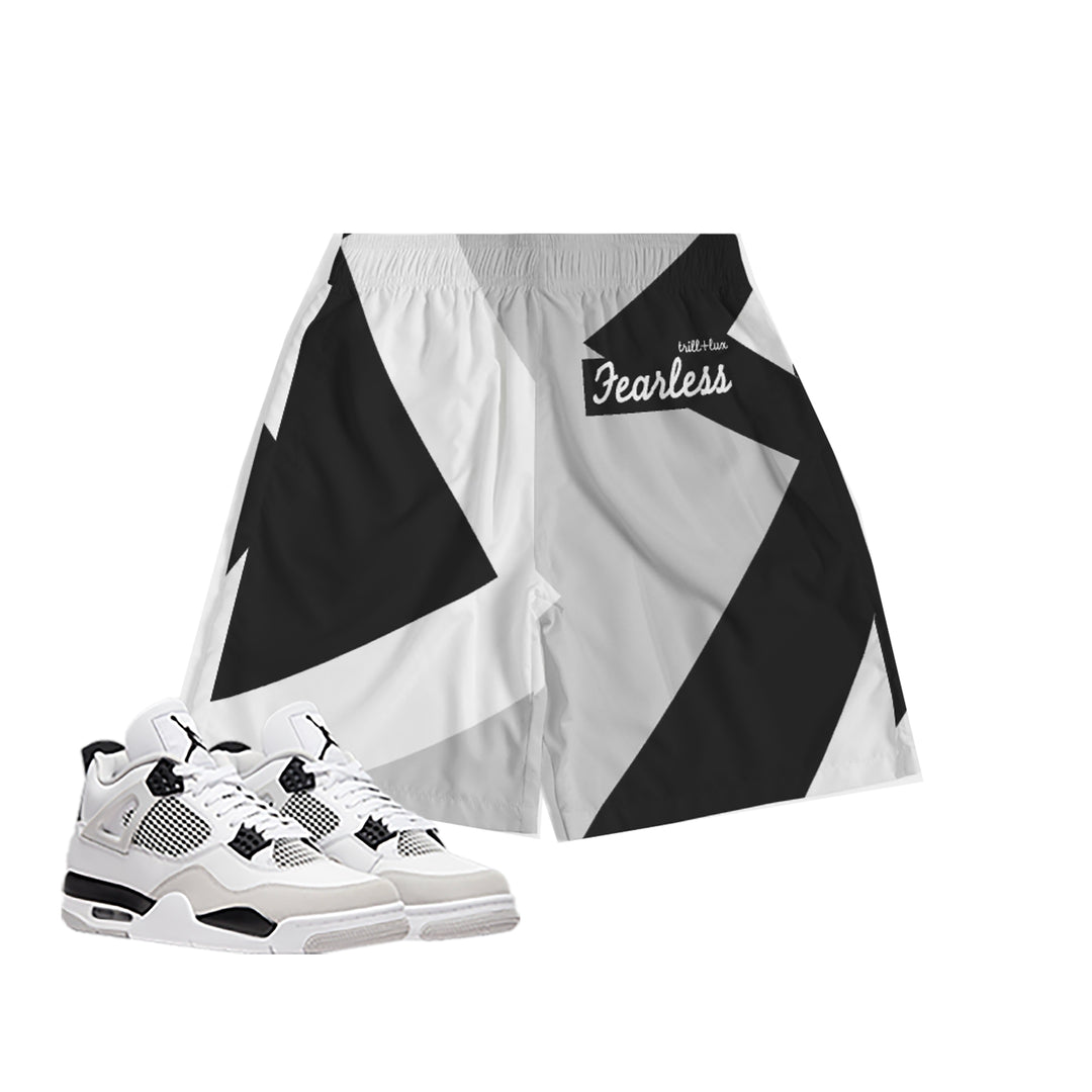 Fearless | Air jordan 4 Military Black White Inspired Jogger Shorts