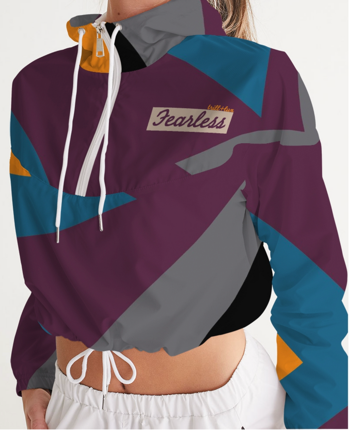 Trill and Lux |  Air jordan 6 Bordeaux Inspired | Women Cropped Windbreaker |