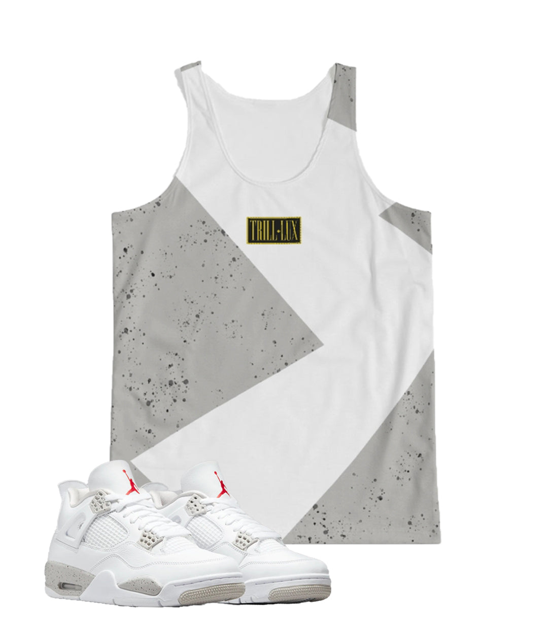 Trill | Air Jordan 4 Tech White Oreo Inspired fragment Tank Top & Shorts
