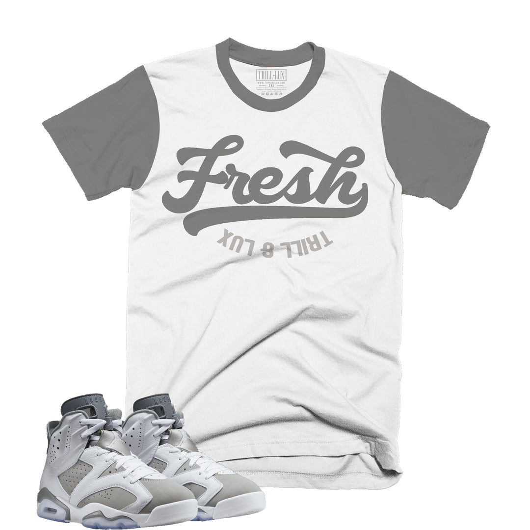 Fresh | Retro Air Jordan 6 Cool Grey Navy Colorblock T-shirt