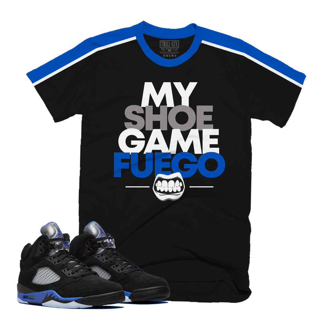 Fuego Tee | Retro Air Jordan 5 Racer Blue Inspired T-shirt