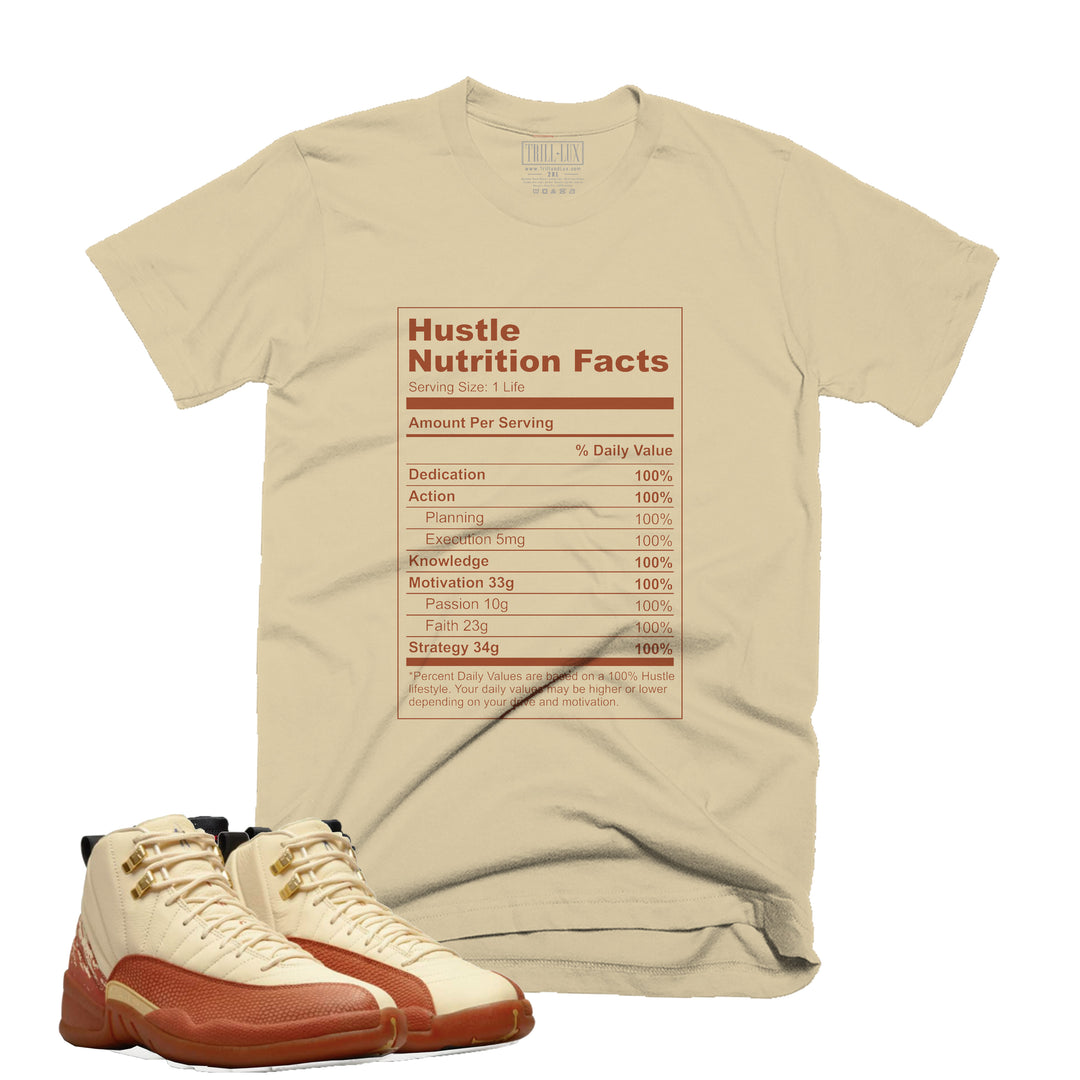Hustle Nutrition Facts Tee | Retro Air Jordan 12 Eastside Golf Colorblock T-Shirt