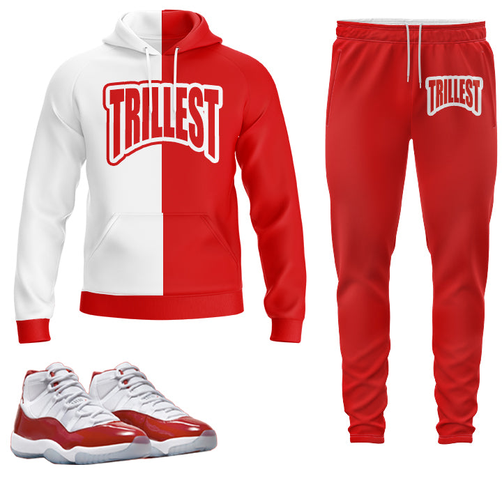 Trillest | Jordan 11 Cherry Red Inspired Jogger and Hoodie Suit | Retro