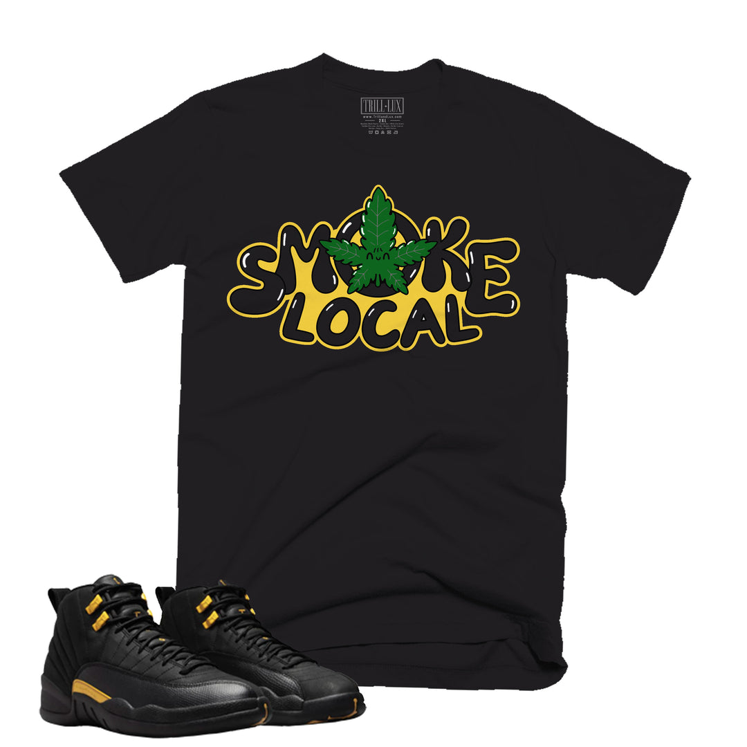 Smoke Local Tee | Retro Air Jordan 12 Black Taxi Colorblock T-shirt