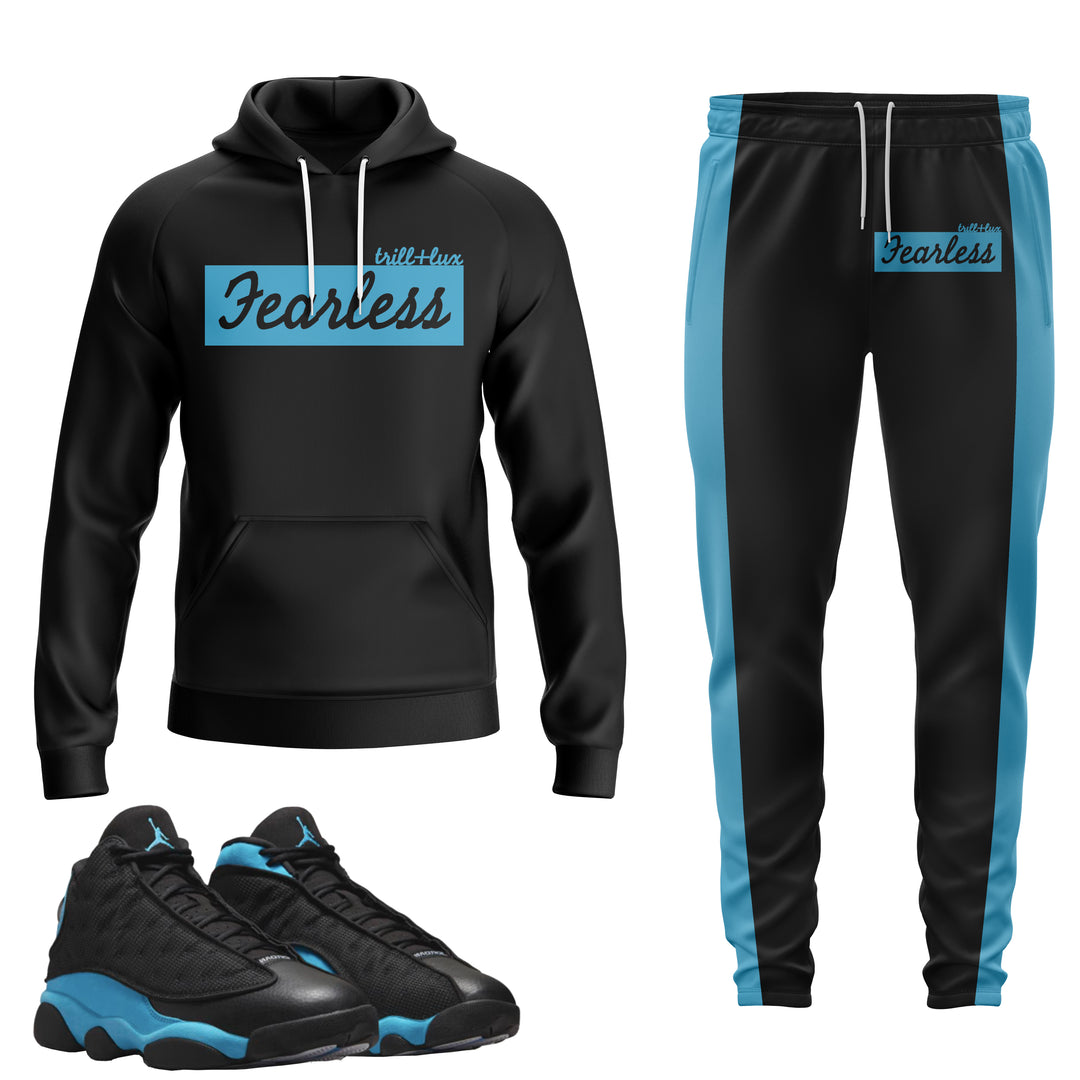 Fearless | Air Jordan 13 Black/University Blue Hoodie & Jogger Set