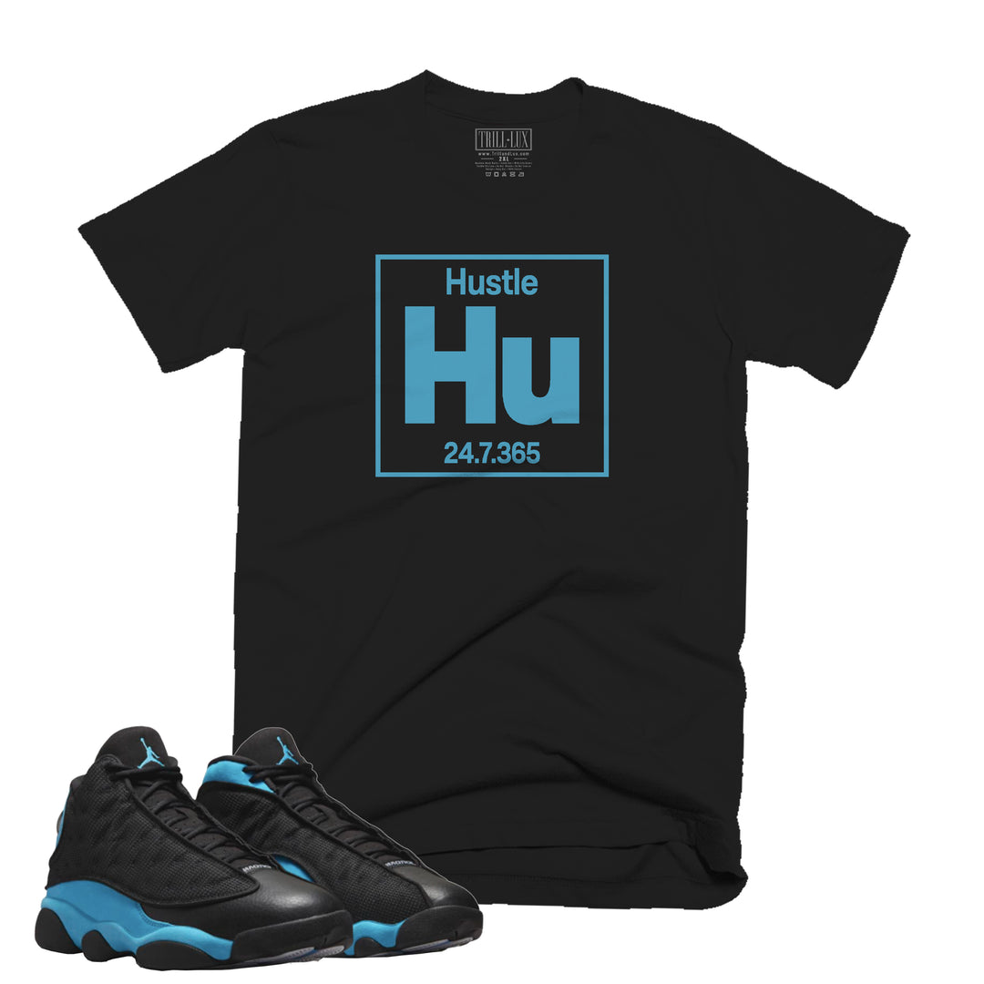 Hustle Element Tee | Retro Air Jordan 13 Black University Blue Colorblock T-shirt