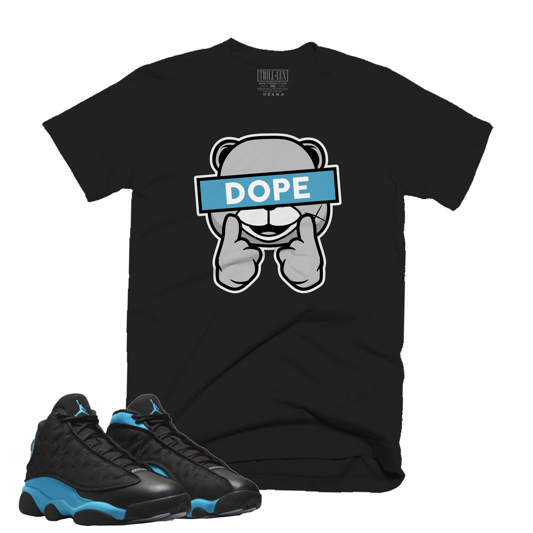Dope Tee | Retro Air Jordan 13 Black University Blue Colorblock T-shirt