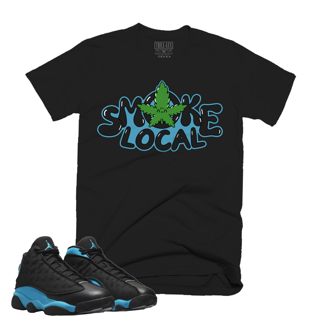 Smoke Local Tee | Retro Air Jordan 13 Black University Blue Colorblock T-shirt