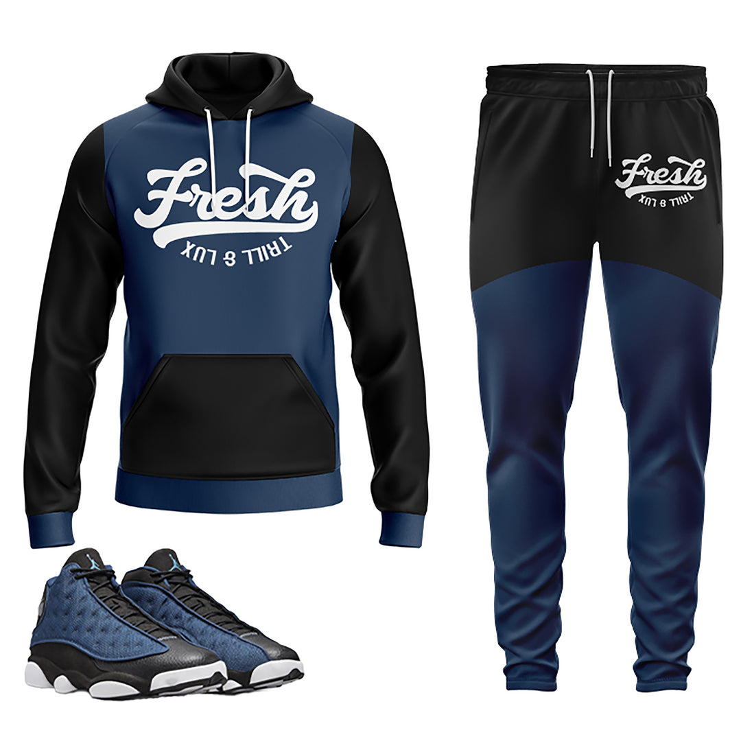 Fresh | Jordan 13 Navy Inspired Jogger and Hoodie Suit | Retro