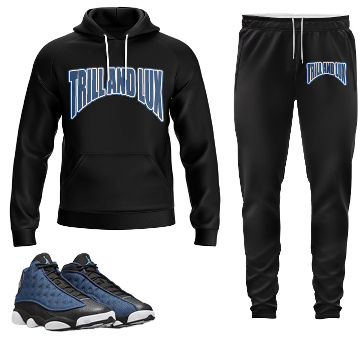 Trill & Lux | Jordan 13 Navy Inspired Jogger and Hoodie Suit | Retro