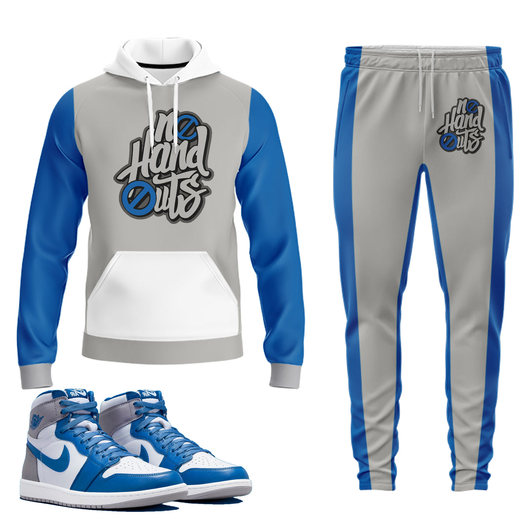 No Handouts | Air Jordan 1 True Blue Hoodie & Jogger Set