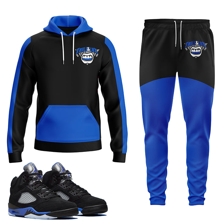 Trill | Jordan 5 racer blue Inspired Jogger and Hoodie Suit | Retro