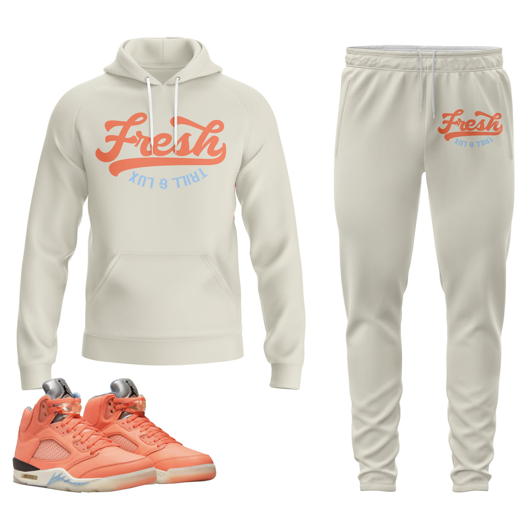Fresh | Air Jordan 5 Crimson Bliss Hoodie & Jogger Set