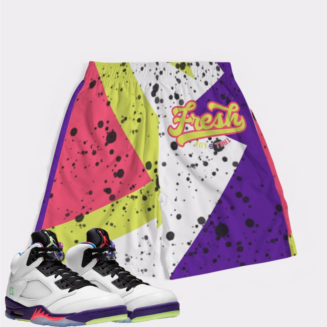 Trill & Lux | Air jordan 5 Ghost Green Inspired fragment Jogger Shorts Bel Air