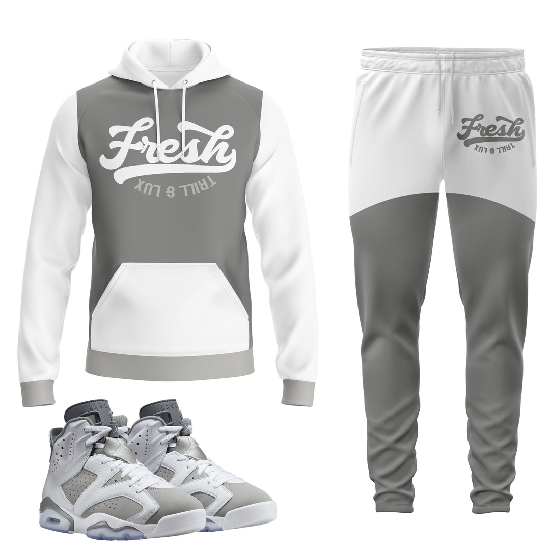 Fresh | Jordan 6 Cool Grey Inspired Jogger and Hoodie Suit | Retro Jordan 6