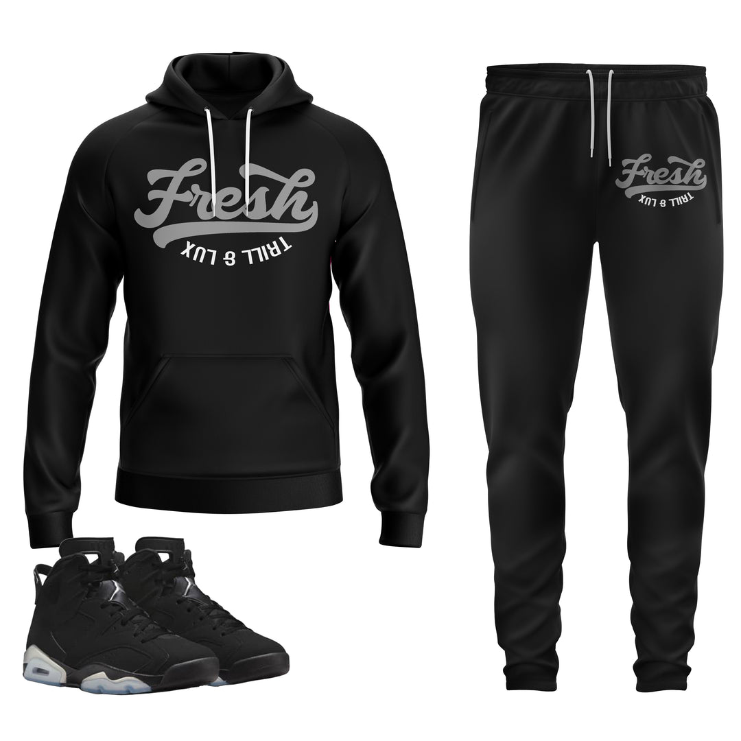 Fresh | Jordan 6 Metallic Silver Inspired Jogger and Hoodie Suit
