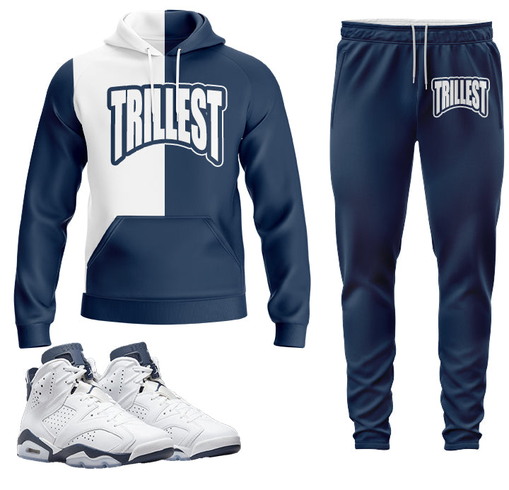 Trillest | Jordan 6 Midnight Navy Inspired Jogger and Hoodie Suit | Retro Jordan 6