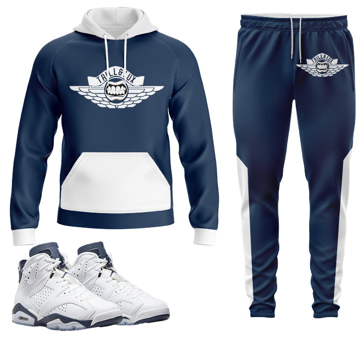 Flight | Jordan 6 Midnight Navy Inspired Jogger and Hoodie Suit | Retro Jordan 6