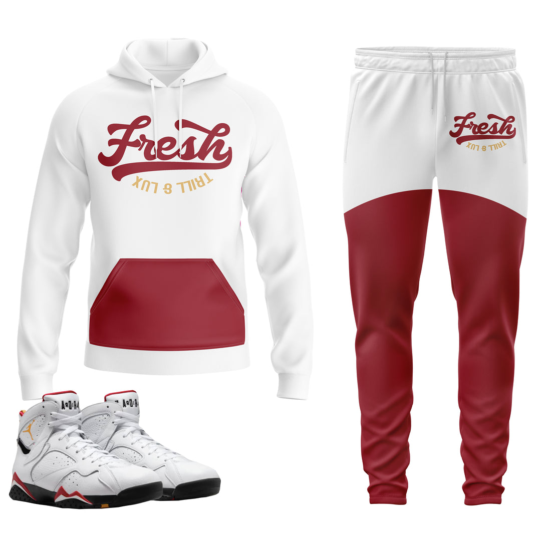 Fresh | Air Jordan 7 Cardinal Hoodie & Jogger Set