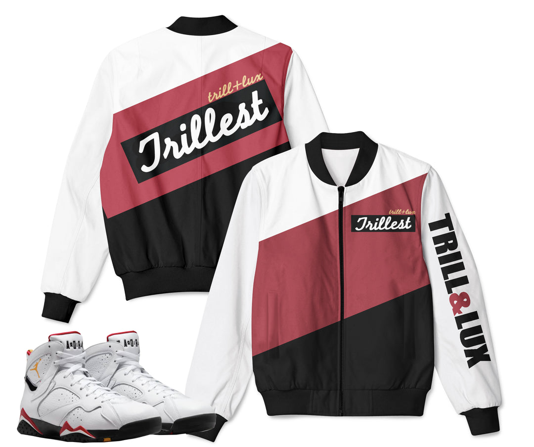 Trillest | Retro Air Jordan 7 Cardinal Bomber Jacket