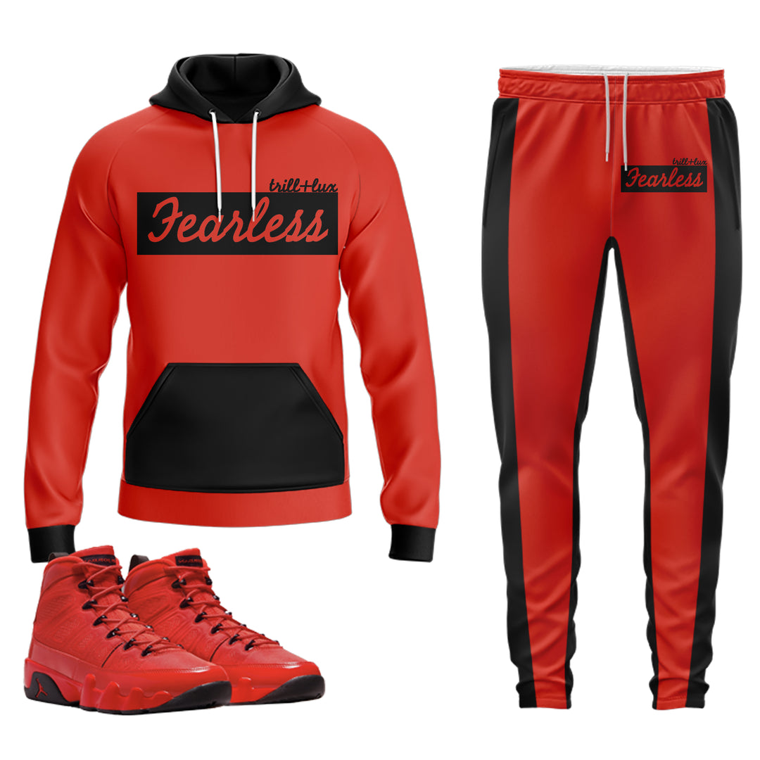 Fearless | Jordan 9 Chile Red Inspired Jogger and Hoodie Suit | Retro