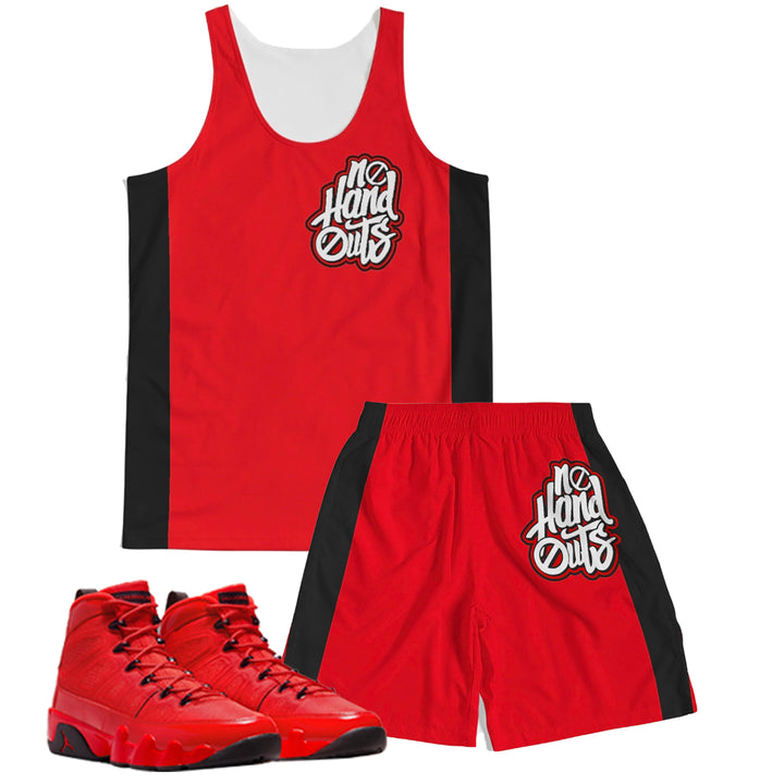 No Hand Outs | Air Jordan 9 Chile Red Inspired fragment Tank Top & Shorts