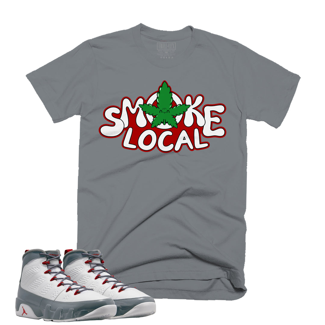 Smoke Local Tee | Retro Air Jordan 9 Fire Red Colorblock T-shirt