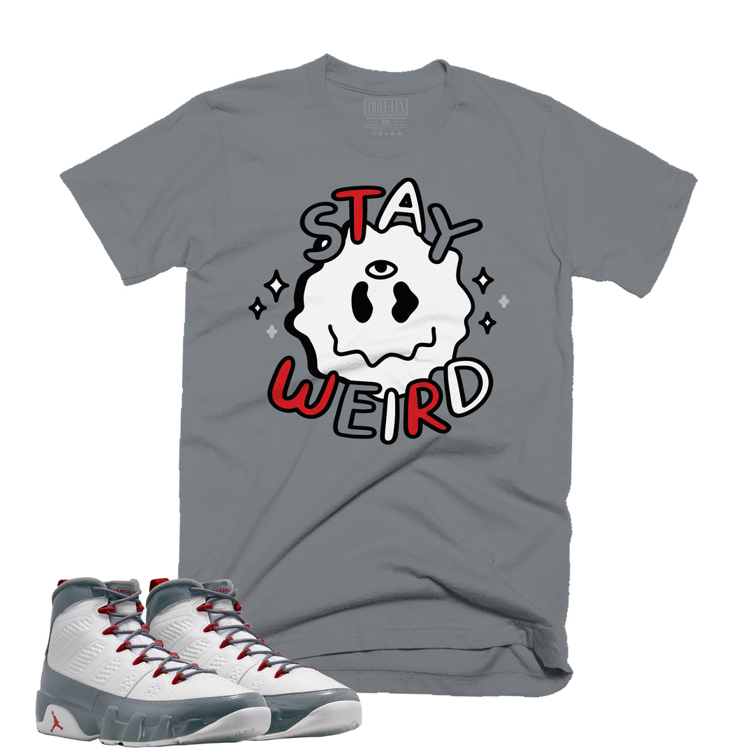 Stay Weird Tee | Retro Air Jordan 9 Fire Red Colorblock T-shirt