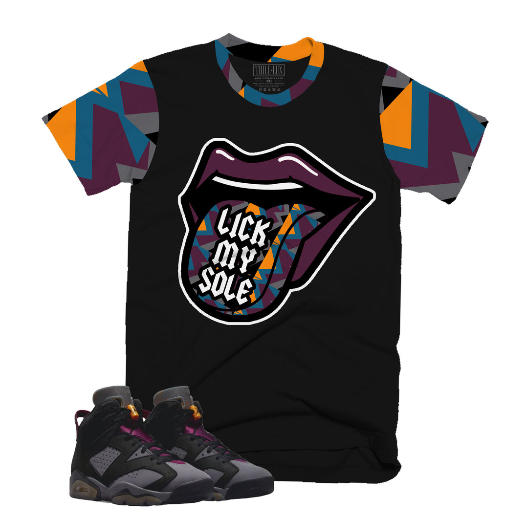 Lick My Sole Tee | Retro Air Jordan 6 Bordeaux Colorblock T-shirt