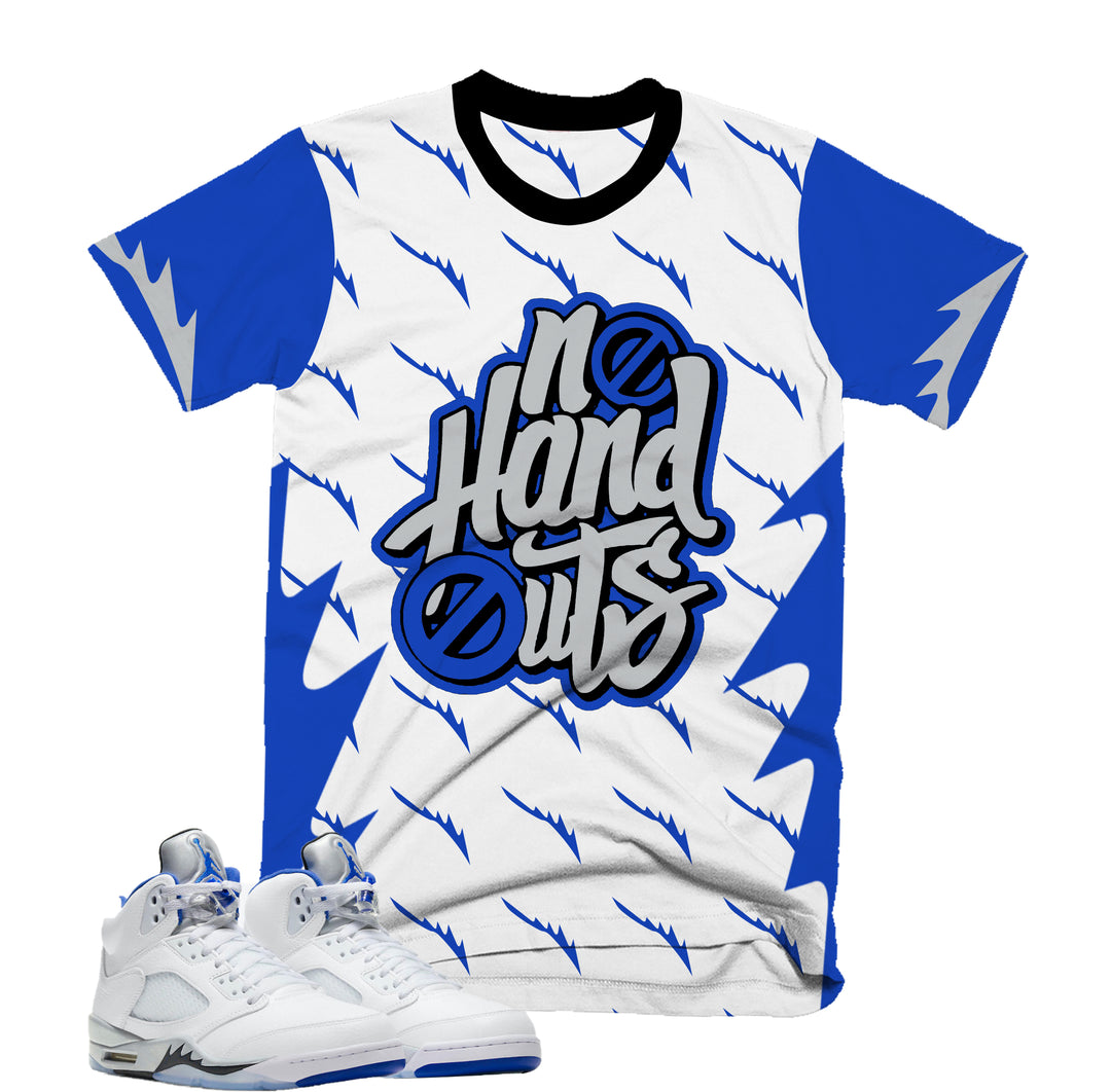 No hand Outs Tee | Retro Air Jordan 5 Stealth Colorblock T-shirt