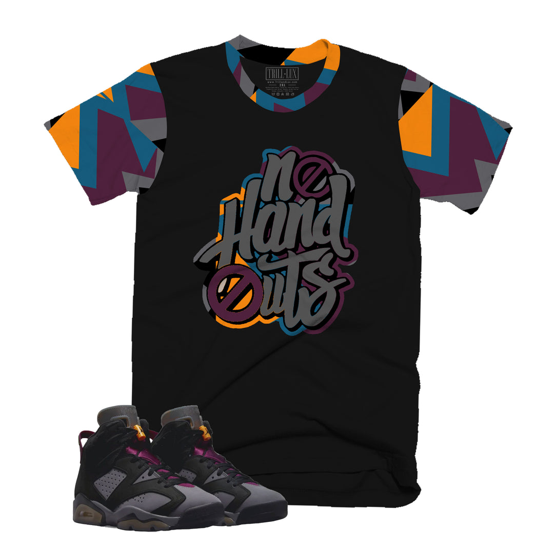 No Hand Outs Tee | Retro Air Jordan 6 Bordeaux Colorblock T-shirt