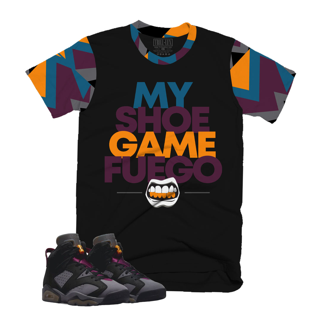 Fuego Tee | Retro Air Jordan 6 Bordeaux Colorblock T-shirt