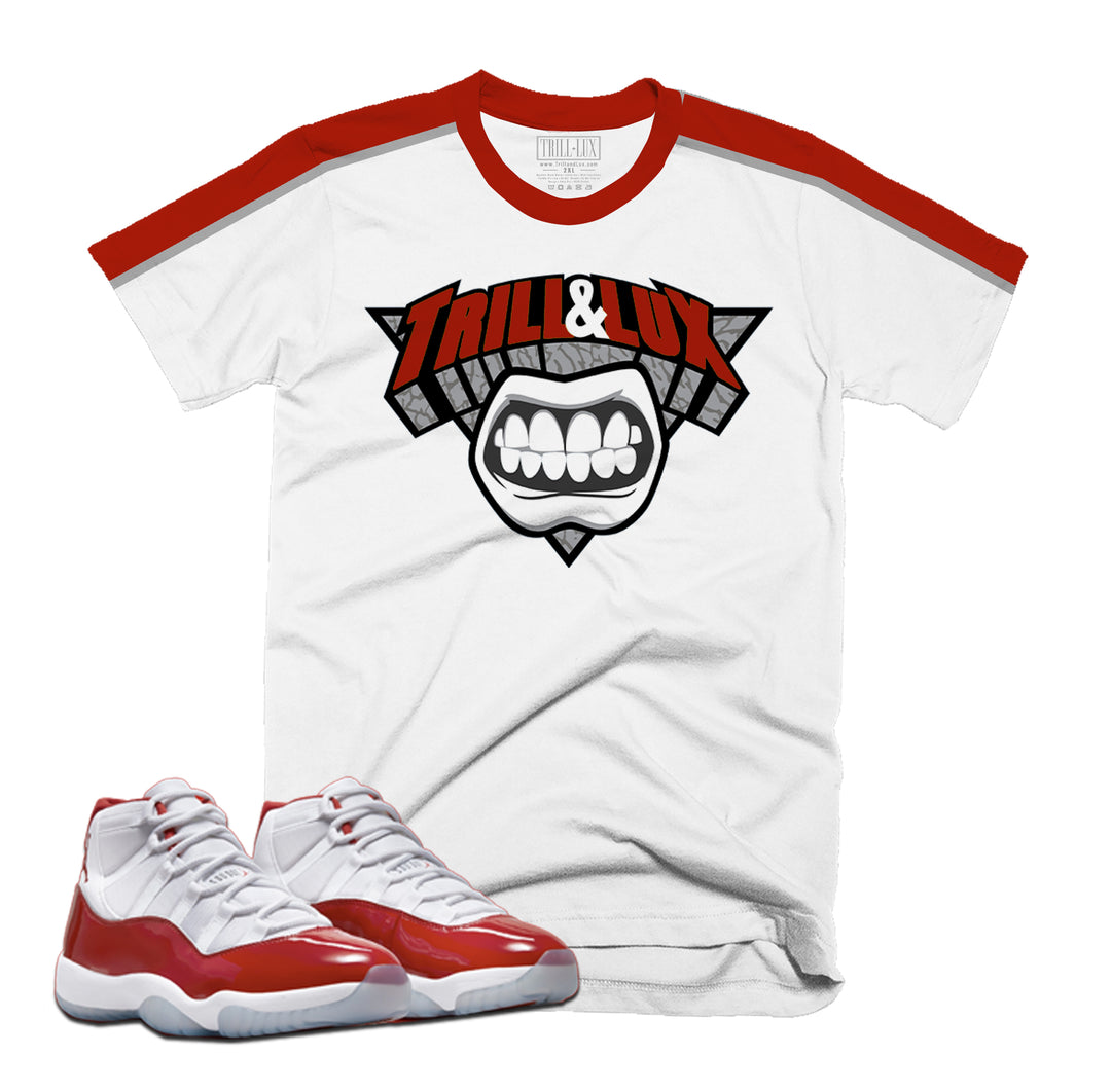Trill Logo Tee | Retro Air Jordan 11 Cherry Red T-shirt